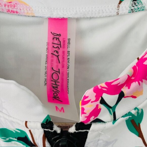 Betsey Johnson Floral Long Sleeve Rashguard Swimsuit Zip Front NWT Medium - Picture 6 of 7